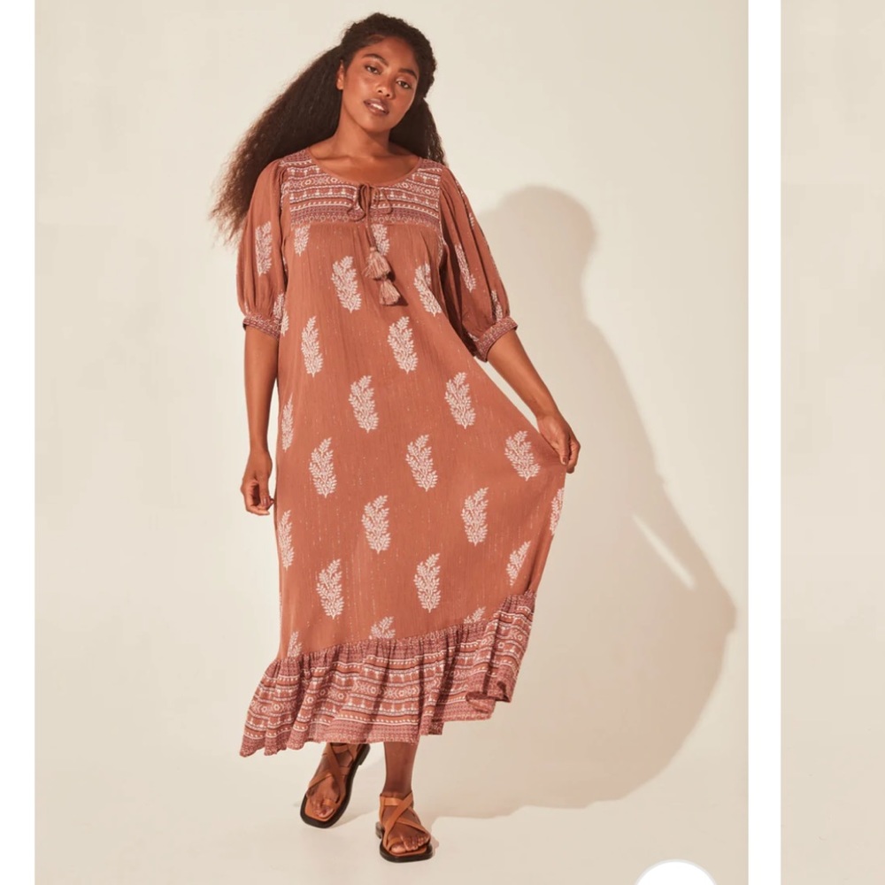 NWT Daughters of India Mishka Maxi Dress - Hazelnut, Size Small